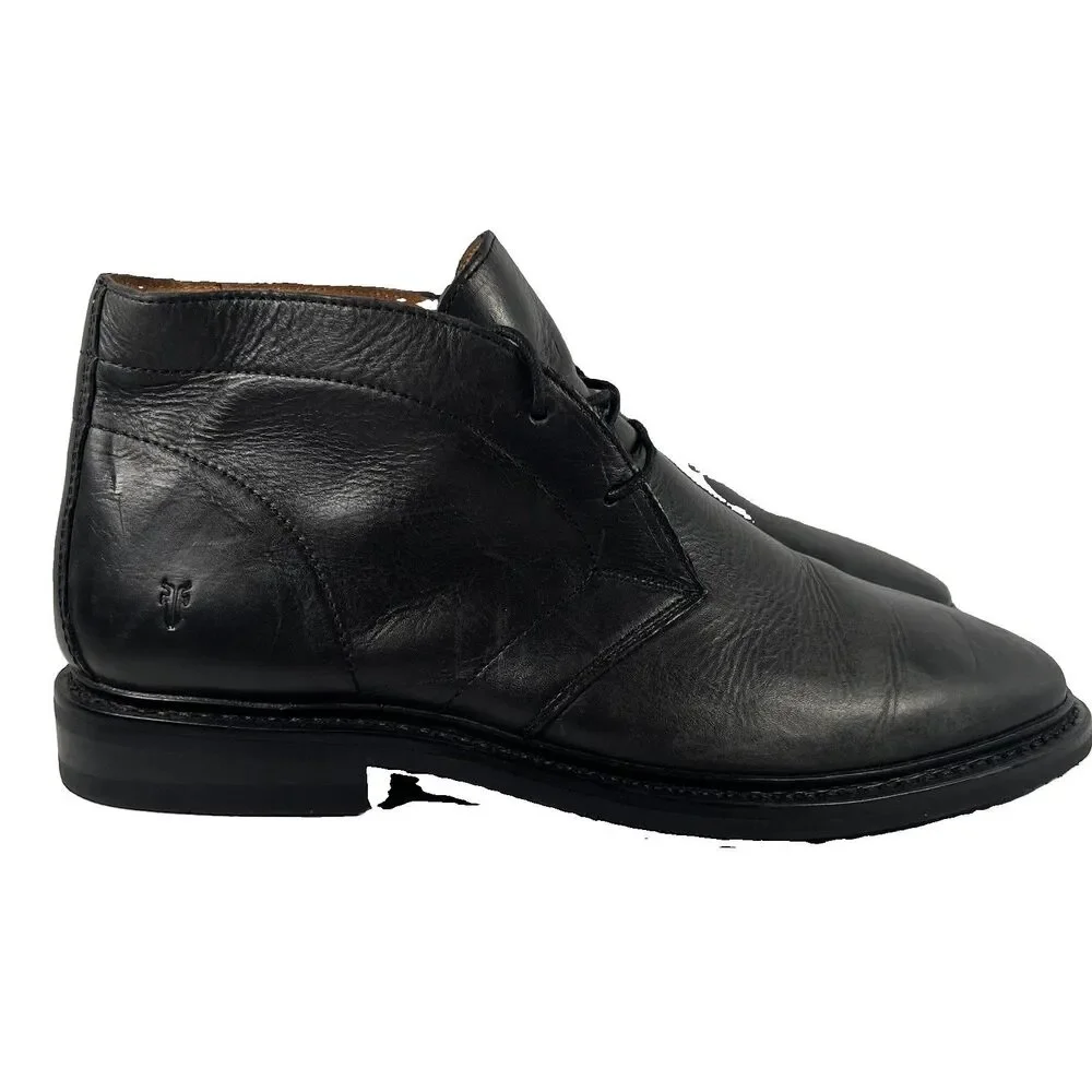 Frye Paul Chukka Boots Black Leather Lace Up Ankle Shoes Men's Size 10 M